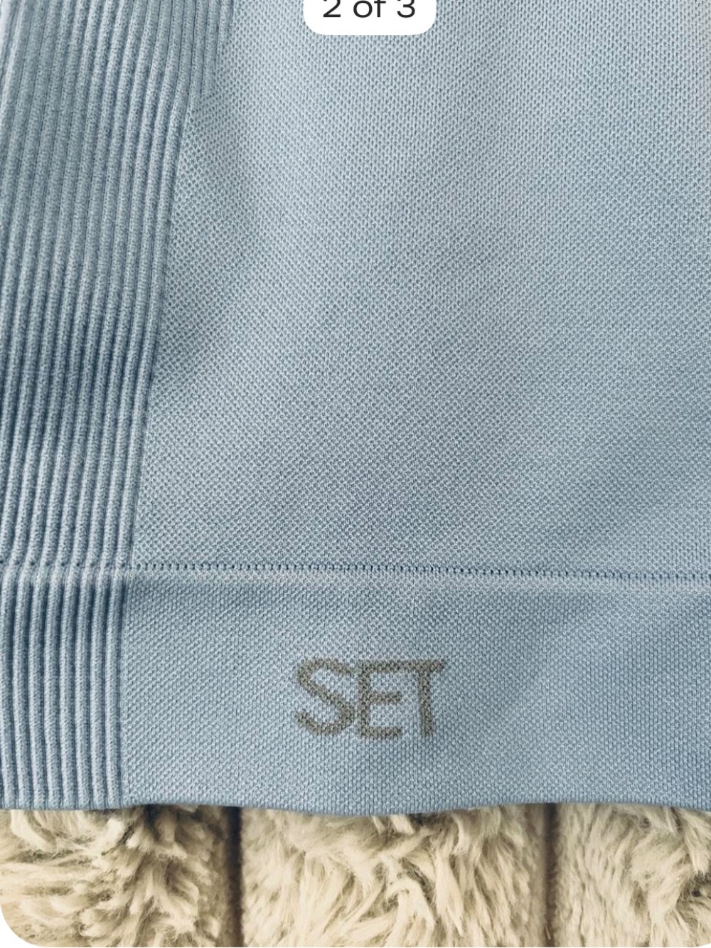 SET Active Powder Blue Seamless Ribbed Biker Shorts